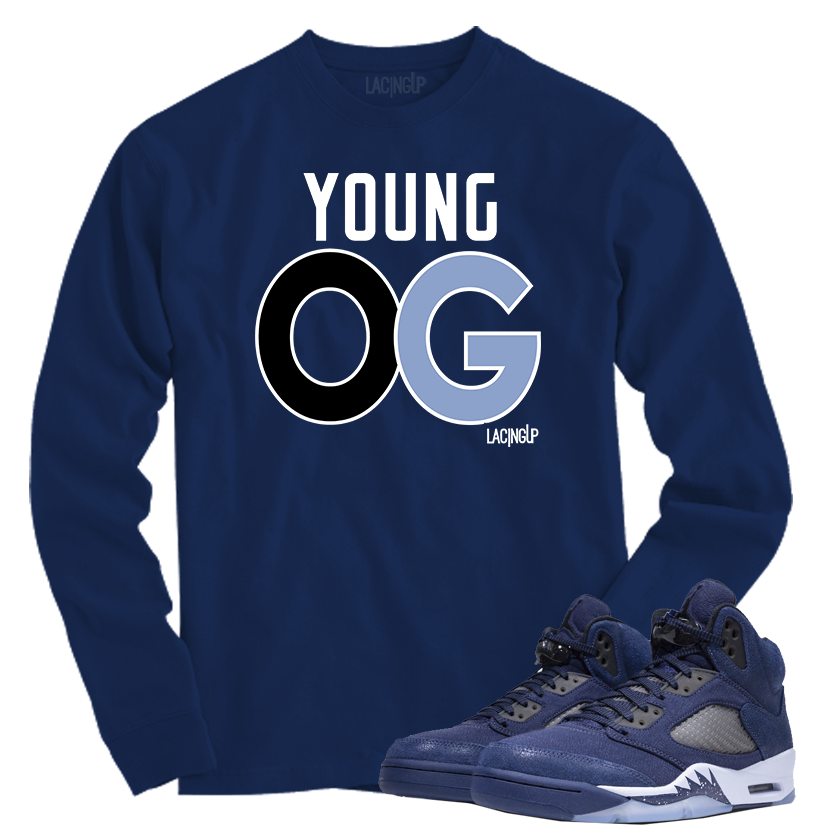 Jordan 5 Midnight Navy young og navy blue long sleeve tee Jordan 5 Midnight Navy young og navy blue long sleeve tee