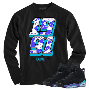 Jordan 6 Aqua 1991 black long sleeve tee