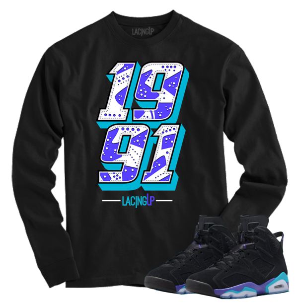 Jordan 6 Aqua 1991 black long sleeve tee