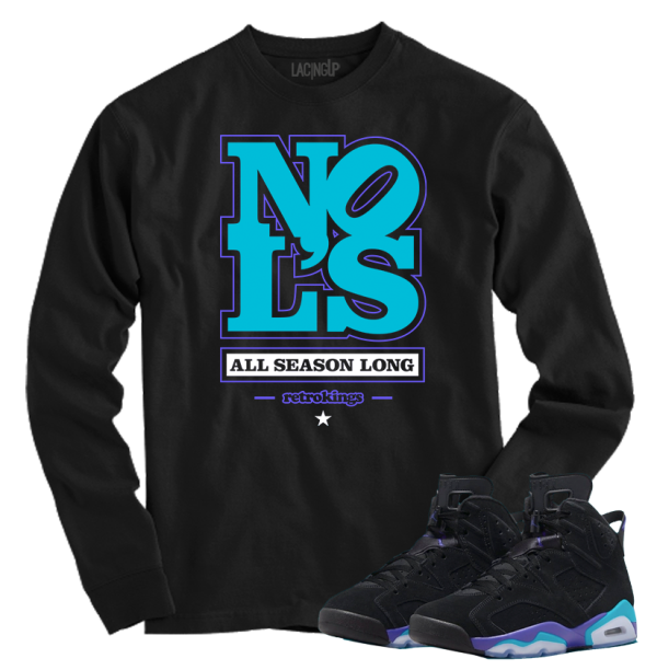 Jordan 6 Aqua No Ls black long sleeve tee