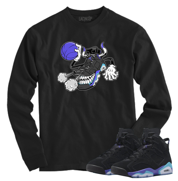 Jordan 6 Aqua blowing smoke black long sleeve tee
