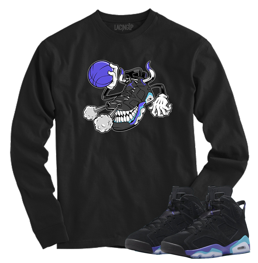 Jordan 6 Aqua blowing smoke black long sleeve tee Jordan 6 Aqua blowing smoke black long sleeve tee