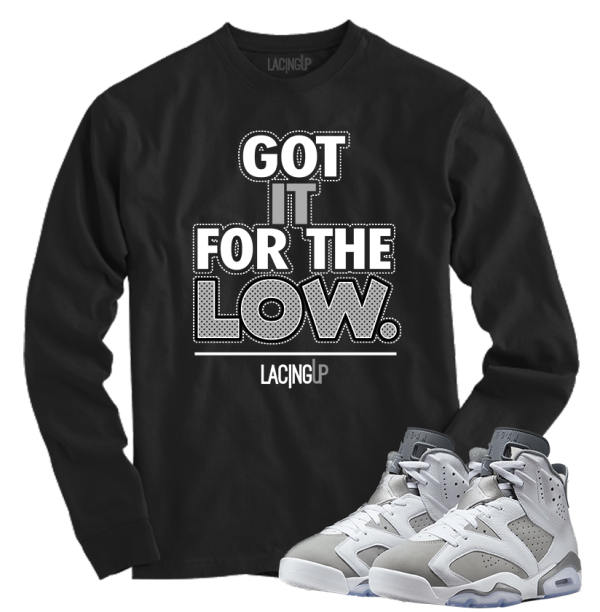Jordan 6 Cool Grey for the low black long sleeve tee