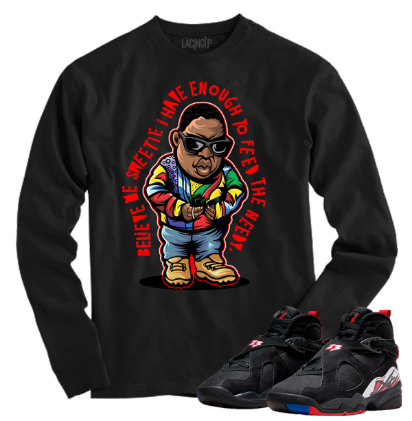 Jordan 8 playoffs needy black long sleeve tee