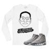 Jordan 9 Cool Grey wearing these down white long sleeve tee