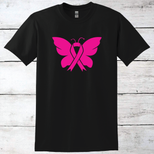 Breast Cancer Support – Butterfly Ribbon T-Shirt