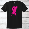 Breast Cancer Support – Feather Pink Ribbon T-Shirt
