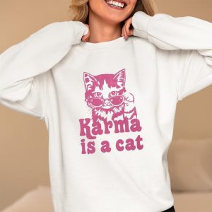 Angela Kinsey Karma Is a Cat Shirt 3 Angela Kinsey Karma Is a Cat Shirt 4