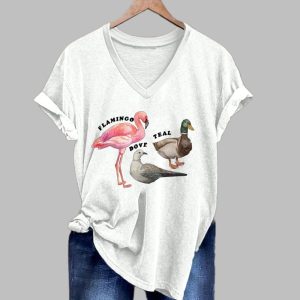 Animal FDT Flamingo Dove Teal Print T-Shirt