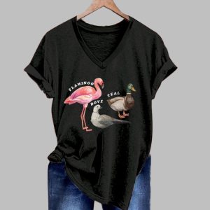 Animal FDT Flamingo Dove Teal Print T Shirt 3