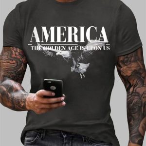 Men’s Charlie Kirk America The Golden Age Is Upon Us Print T-shirt