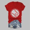 Retro Baseball Mom My Heart Is On That Field Print T-Shirt