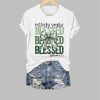 Retro St. Patrick’s Day Shamrock Bowknot Not Lucky Simply Blessed Print T-Shirt