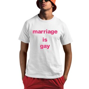 Robie Uniacke Wearing Marriage Is Gay Shirt
