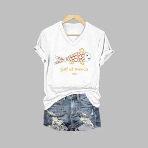 The Gulf Of Mexico 1550 Printed V-Neck T-Shirt
