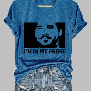 V-Neck I’m In My Prime Print T-Shirt