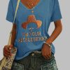 Women V-neck I’m Your Huckleberry Print T-Shirt