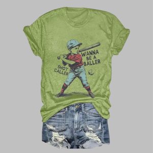 Womens Baseball Wanna Be A Baller Shot Caller Casual Tee 3