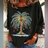 Women’s Christmas Palm Tree Print Casual Sweatshirt