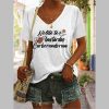 Women’s Don’t Let The Bastards Grind You Down Print V Neck Casual T-Shirt