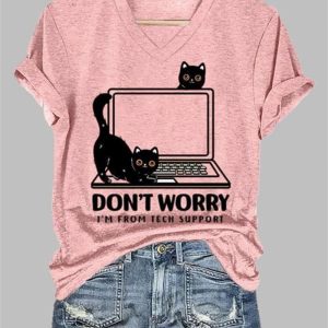 Women’s Don’t Worry I’m From Tech Support Print Casual T-Shirt