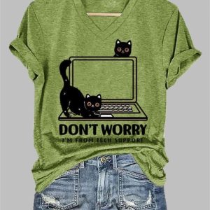 Womens Dont Worry Im From Tech Support Print Casual T Shirt 4
