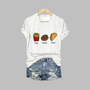 Women’s FDT Fries Donus Tacos Print T-Shirt