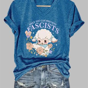 Women's FTD Only You Can Prevent Fascists Print Casual T-Shirt 2 Womens FTD Only You Can Prevent Fascists Print Casual T Shirt 3