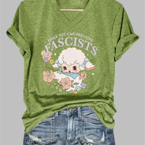 Women's FTD Only You Can Prevent Fascists Print Casual T-Shirt 3 Womens FTD Only You Can Prevent Fascists Print Casual T Shirt 4