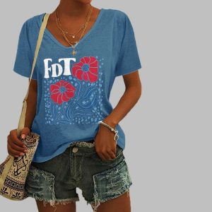 Womens Flowers FDT Print T Shirt 3