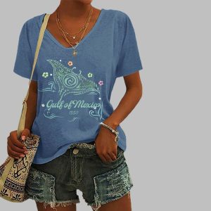 Women's Gulf Of Mexico 1550 Print Casual T-Shirt 2 Womens Gulf Of Mexico 1550 Print Casual T Shirt 3
