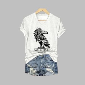 Women’s Gulf Of Mexico Desde 1550 Printed V Neck T-Shirt Women’s Gulf Of Mexico Desde 1550 Printed V Neck T-Shirt