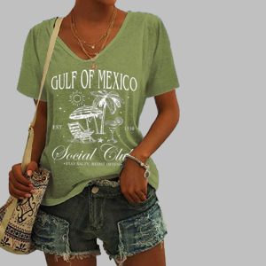 Women’s Gulf Of Mexico Est 1550 Social Club Stay Salty Resist Often Print T-Shirt