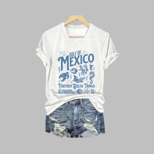 Womens Gulf Of Mexico Printed V Neck Shirt 3