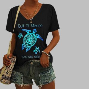 Women’s Gulf Of Mexico Stay Salty Resist Print Casual T-Shirt