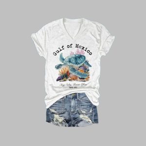 Women’s Gulf of Mexico Stay Salty Resist Often 1550 Print T-Shirt Women’s Gulf of Mexico Stay Salty Resist Often 1550 Print T-Shirt