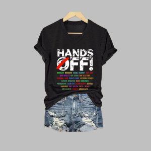 Women’s Hands Off Protest Print Casual T-Shirt
