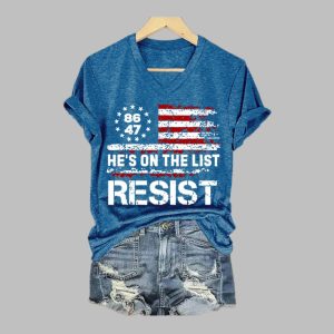 Women’s He’s On The List Print V Neck T-shirt