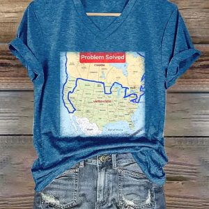 Women’s Love Canada Problem Solved Print V-Neck T-Shirt Women’s Love Canada Problem Solved Print V-Neck T-Shirt