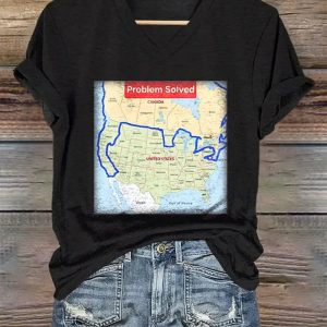 Women's Love Canada Problem Solved Print V-Neck T-Shirt 2 Womens Love Canada Problem Solved Print V Neck T Shirt 3
