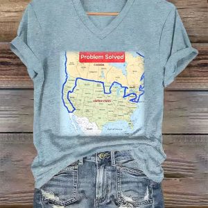Women's Love Canada Problem Solved Print V-Neck T-Shirt 3 Womens Love Canada Problem Solved Print V Neck T Shirt 4