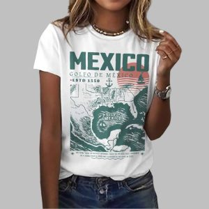 Womens Mexico Golfo De Mexico ESTD 1550 Print Shirt 3