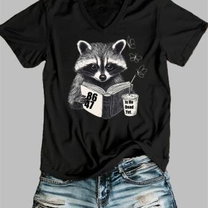 Women's Raccoon Is He Dead Yet 7647 V-neck T-shirt 2 Womens Raccoon Is He Dead Yet 7647 V neck T shirt 3