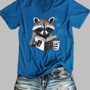 Women's Raccoon Is He Dead Yet 7647 V-neck T-shirt 3 Womens Raccoon Is He Dead Yet 7647 V neck T shirt 4
