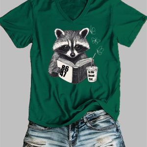 Women's Raccoon Is He Dead Yet 7647 V-neck T-shirt 4 Womens Raccoon Is He Dead Yet 7647 V neck T shirt 5