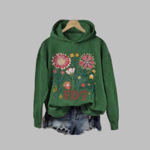 Women’s Retro Flowers FDT Printed Hoodie