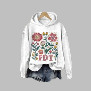 Womens Retro Flowers FDT Printed Hoodie 3
