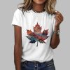 Women’s Scenic Autumn Landscape Featuring Canadian Maple Leaves Print T-Shirt