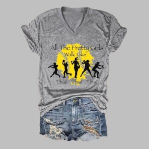 Women’s Softball Life All The Pretty Girls Walk Like This! Print V-Neck T-Shirt Women’s Softball Life All The Pretty Girls Walk Like This! Print V-Neck T-Shirt
