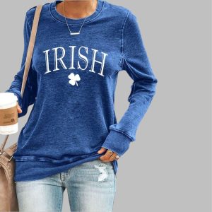 Women’s St. Patrick’s Day Irish Clover Print Sweatshirt Women’s St. Patrick’s Day Irish Clover Print Sweatshirt